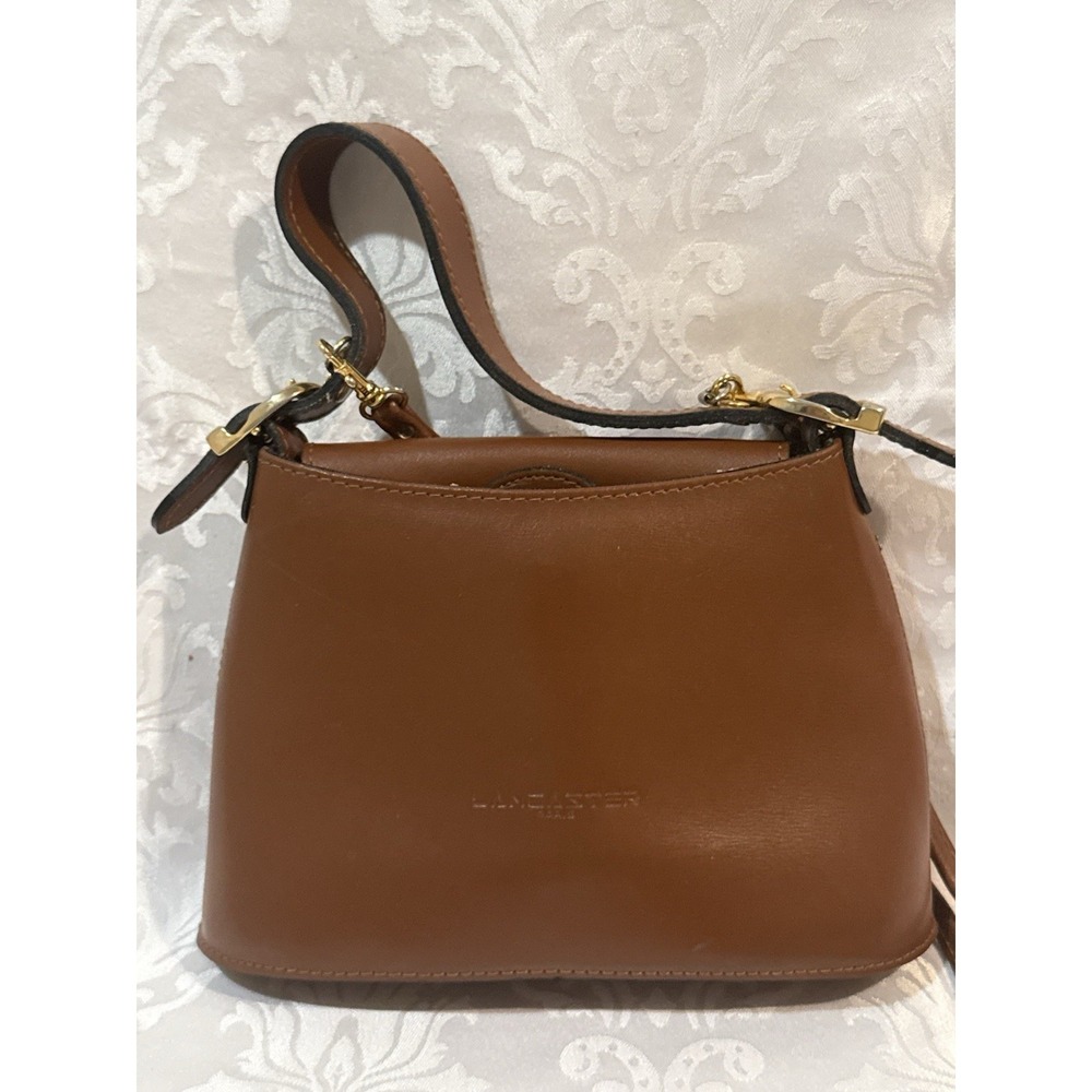 Lancaster Paris Vtg Smooth leather crossbody + Hand bag Purse Marron/Brown - Picture 16 of 16
